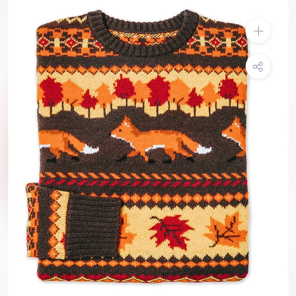 Kiel James Patrick Fox and Foliage Sweater Unisex XS